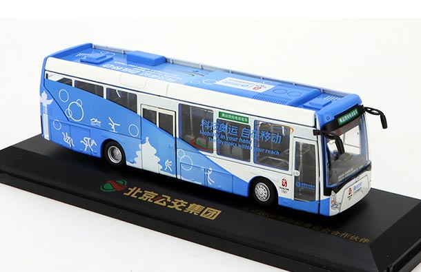 Diecast Jinghua BK6122EV Beijing City Bus Model 1:64 Scale Blue