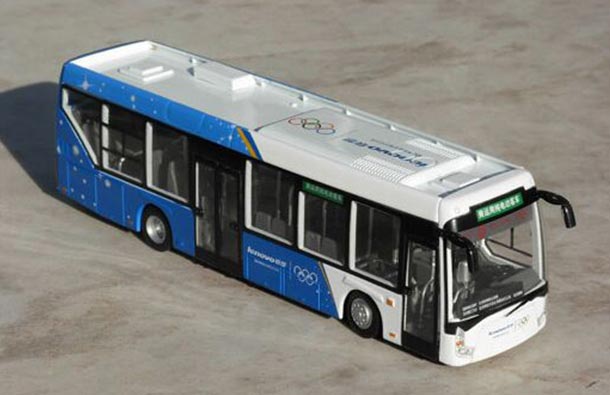 Diecast Jinghua BK6122EV Beijing Bus Model 1:64 Blue Lenovo