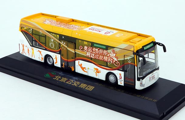 Diecast Jinghua BK6122EV Beijing City Bus Model 1:64 Yellow