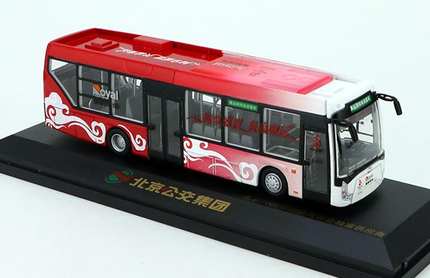 Diecast Jinghua BK6122EV Beijing City Bus Model Red 1:64 Scale