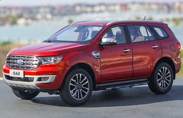 Diecast 2019 Ford Everest SUV Model 1:18 Scale Red / Champagne