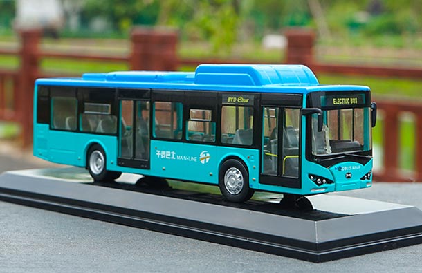 Diecast BYD K9 12M Battery-Electric Bus Model 1:64 Scale Blue