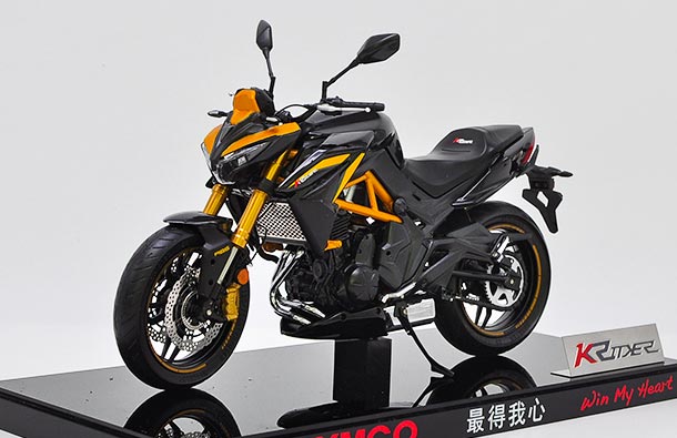 Diecast Kymco ADF8 Motorcycle Model 1:10 Scale Black-Orange