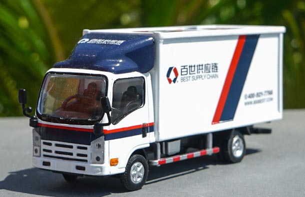 Diecast Isuzu Box Truck Model Best Supply Chain 1:64 White