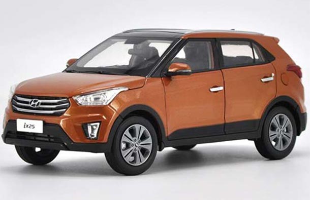 Diecast 2015 Hyundai IX25 SUV Model 1:18 Scale Orange / White