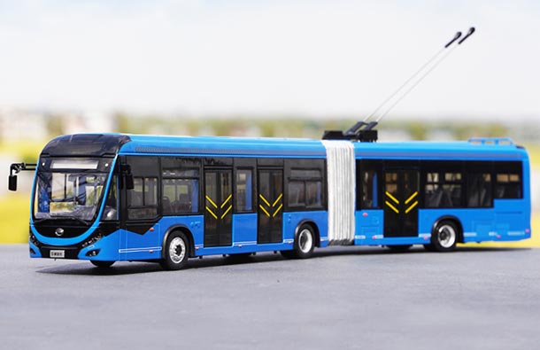 Diecast YuTong Trolley Articulated Bus Model Blue 1:42 Scale