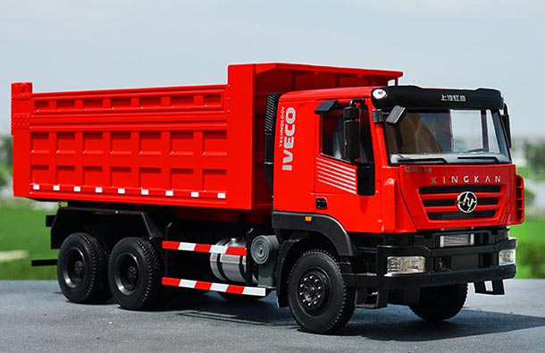 Diecast SAIC Hongyan Kingkan Dump Truck Model 1:24 Scale Red