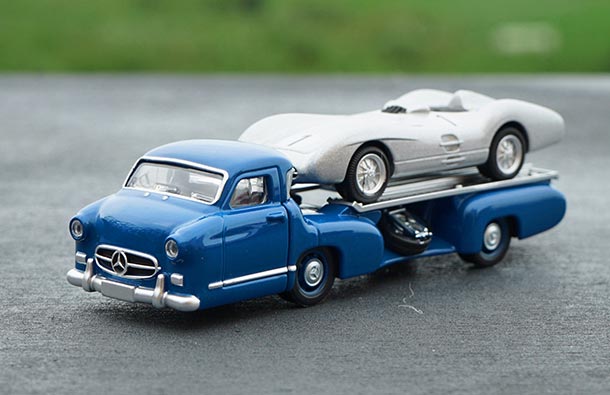 Diecast Mercedes Benz Car Carrier Model 1:64 Scale Blue NOREV