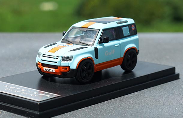 Diecast Land Rover Defender 90 SUV Model 1:64 Scale Blue-Orange