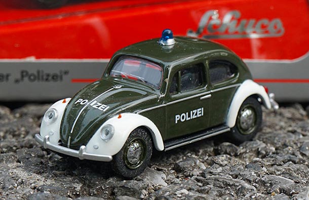 Diecast Volkswagen Beetle Police Model 1:64 Scale Green Schuco
