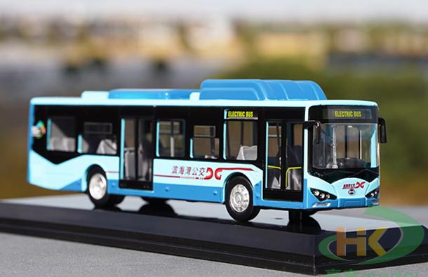 Diecast BYD K9 12M Battery-Electric Bus Model 1:64 White-Blue