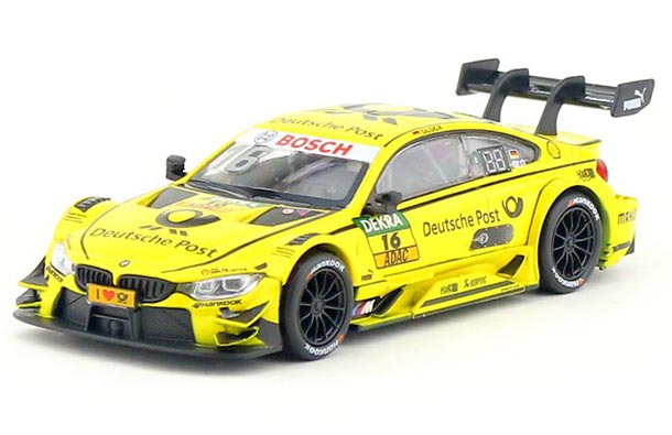 Diecast BMW M4 Car Model NO.16 DTM 1:43 Scale Yellow