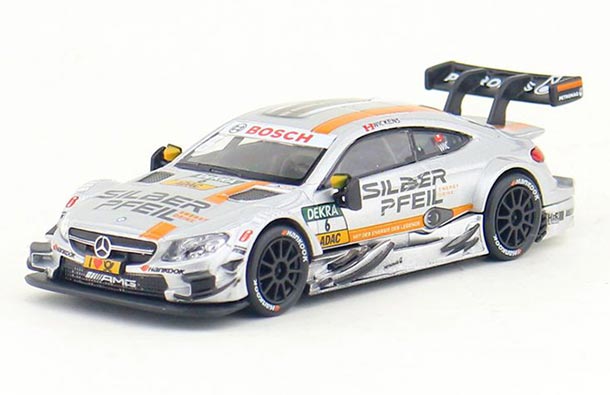 Diecast Mercedes Benz C63 AMG Model NO.6 DTM 1:43 Scale Silver