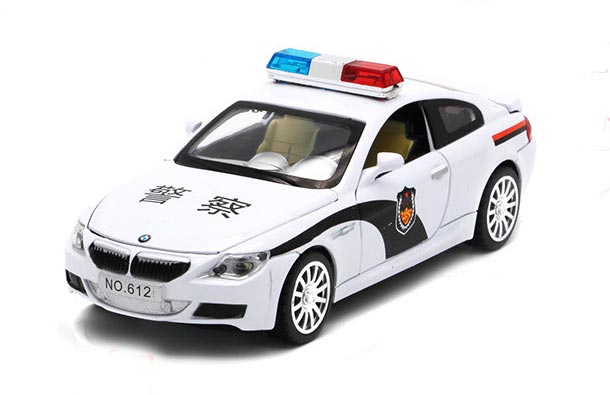 Diecast BMW M6 Police Car Toy 1:32 Scale White