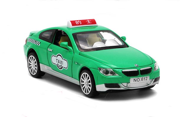 Diecast BMW M6 Taxi Car Toy 1:32 Scale Blue / Green