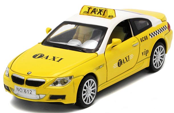 Diecast BMW M6 Taxi Car Toy 1:32 Scale Red / Yellow