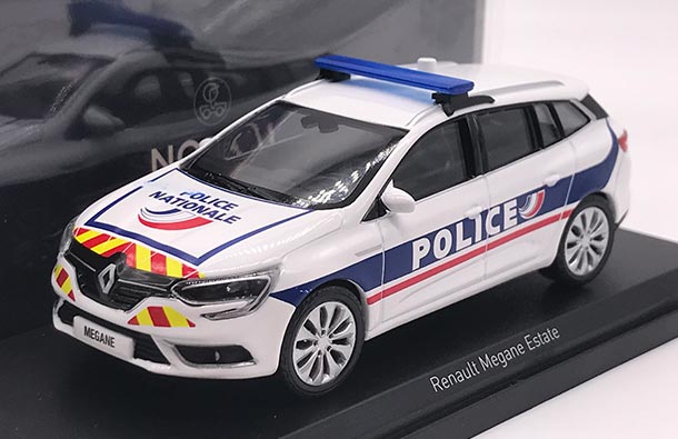 Police Diecast Renault Megane Estate Model White 1:43 Scale