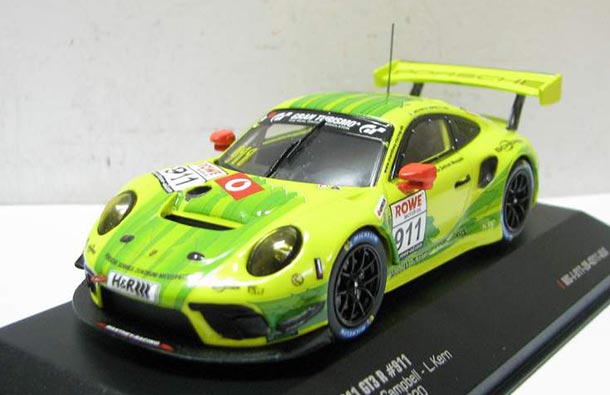 Diecast Porsche 911 GT3 R Model 1:43 Scale NO.911 Yellow By IXO