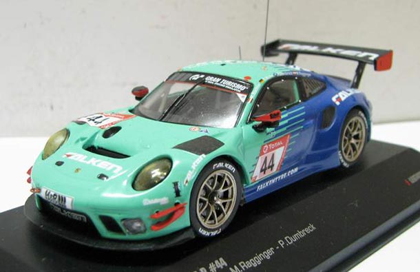 Diecast Porsche 911 GT3 R Model 1:43 Scale Blue NO.44 By IXO