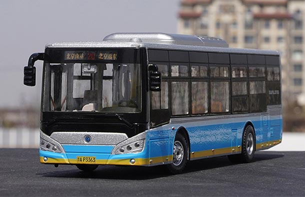 Diecast Sunlong SLK6109 City Bus Model 1:43 Scale Silver-Blue