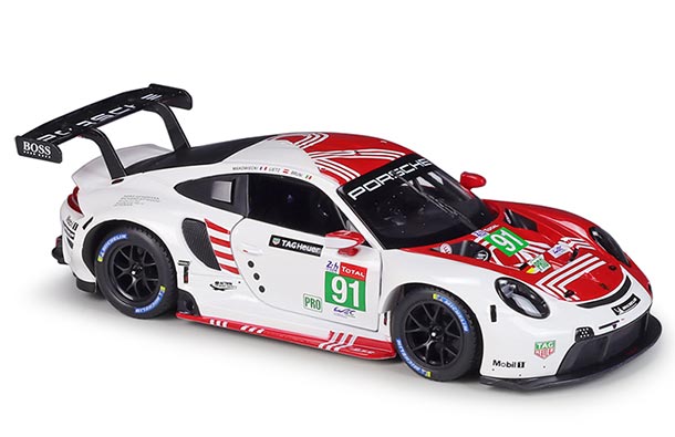 Diecast 2020 Porsche 911 RSR LM Model 1:24 Red / White Bburago