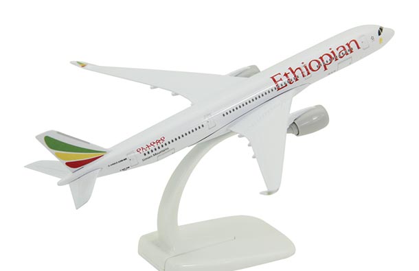 Diecast Airbus A350 Airliner Model White Ethiopian Airlines