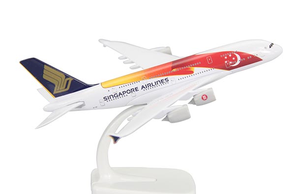 Diecast Airbus A380 Airliner Model White-Red Singapore Airlines