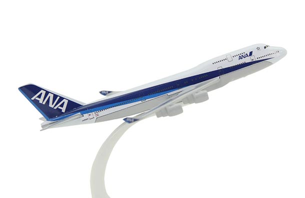Diecast Boeing B747 Airliner Model White-Blue All Nippon Airways