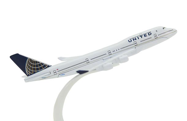Diecast Boeing B747 Airliner Model White United Airlines