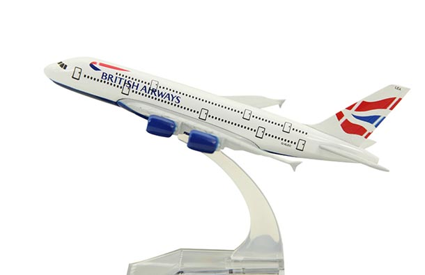 Diecast Airbus A380 Airliner Model White British Airways