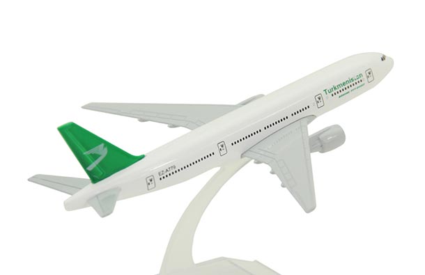Diecast Boeing B777 Airliner Model White Turkmenistan Airlines