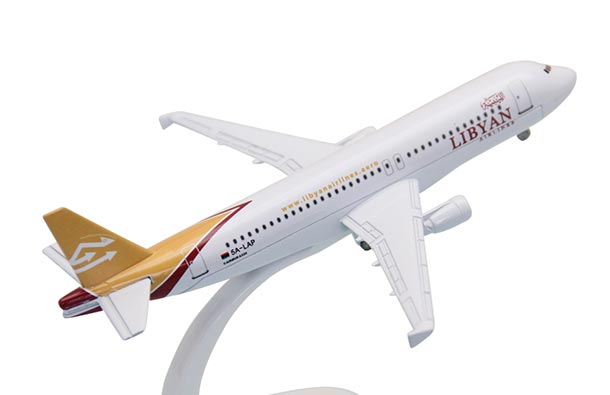 Diecast Airbus A320 Airliner Model White Libyan Airlines