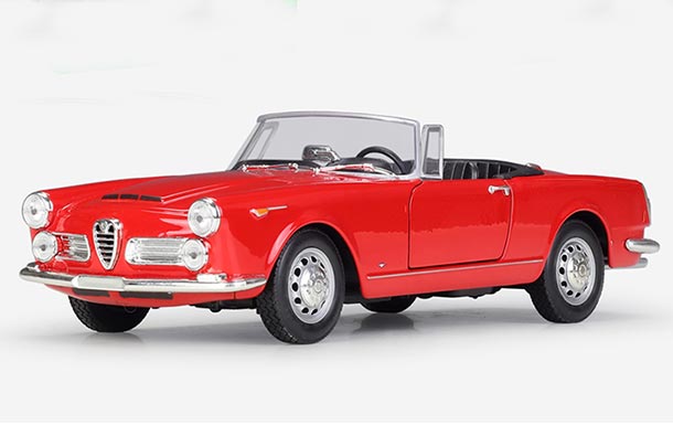 Diecast 1960 Alfa Romeo 2600 Spider Model 1:24 Red By Welly