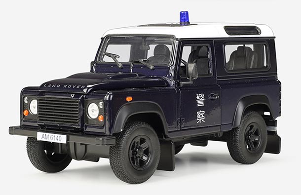 Diecast Land Rover Defender Model Police 1:24 Deep Blue Welly