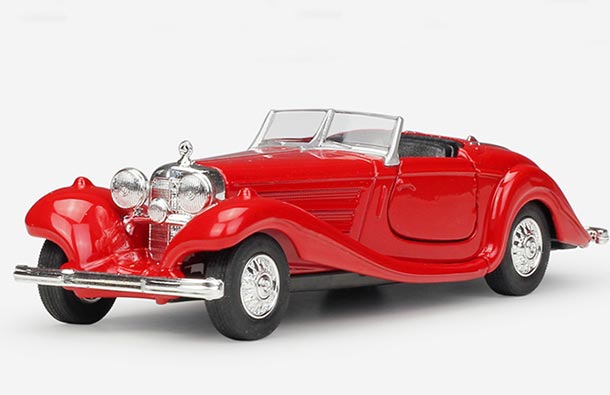Diecast Mercedes-Benz 500K Roadster Toy Red 1:36 Scale By Welly