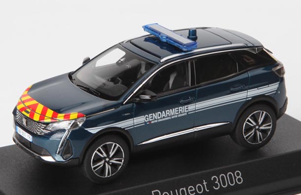 Diecast Peugeot 3008 SUV Model gendarmerie 1:43 Blue By NOREV