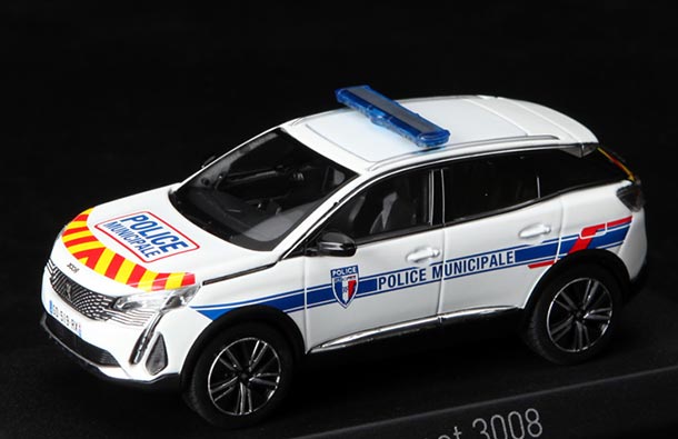 Diecast 2023 Peugeot 3008 SUV Model Police 1:43 White By NOREV