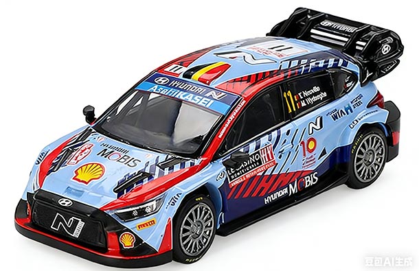 Diecast Hyundai i20 N Rally1 Hybrid Model 1:64 Blue By MINI GT