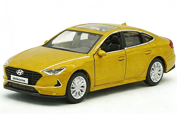 Diecast 2019 Hyundai Sonata Model 1:38 White / Black / Yellow