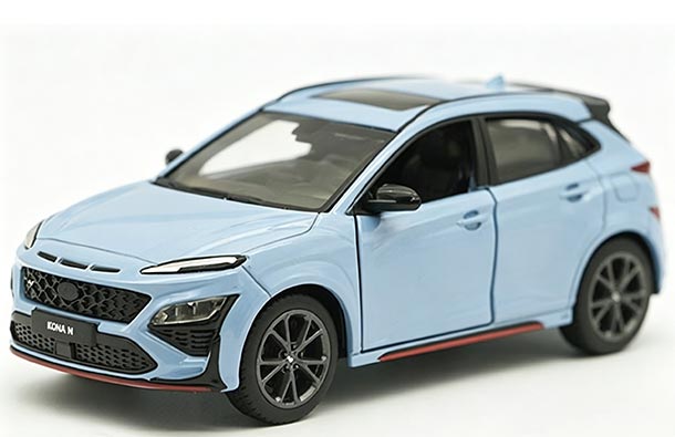 Diecast 2021 Hyunda Kona N Car Model 1:38 Scale Blue
