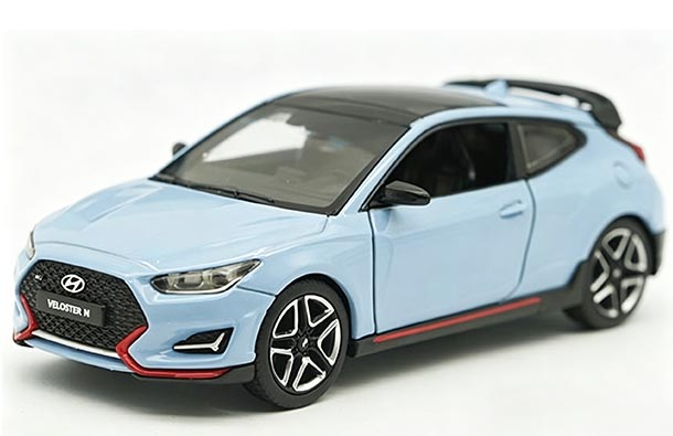 Diecast 2019 Hyunda Veloster N Car Model 1:38 Scale Blue