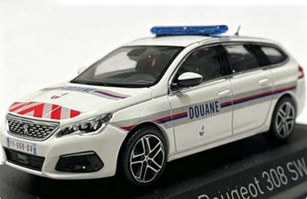 Diecast 2018 Peugeot 308 SW Model Douane 1:43 White By NOREV