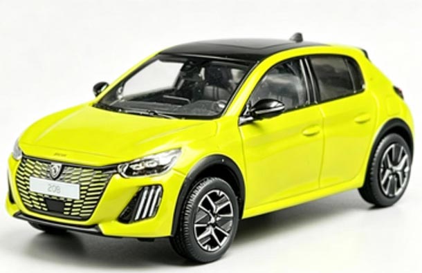 Diecast 2024 Peugeot 208 GT Model 1:43 White / Yellow By NOREV