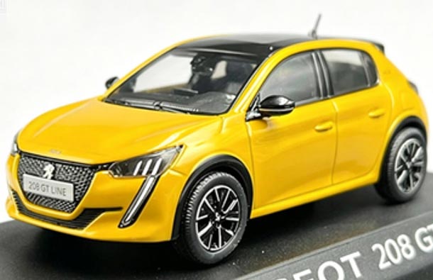 Diecast 2019 Peugeot 208 GT Line Model 1:43 Scale Yellow